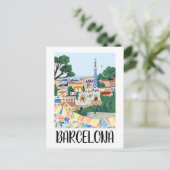 Carte Postale Vue colorée de Barcelone Espagne (Debout devant)