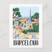 Carte Postale Vue colorée de Barcelone Espagne (Devant)