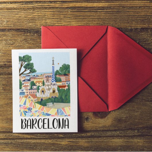 Carte Postale Vue colorée de Barcelone Espagne