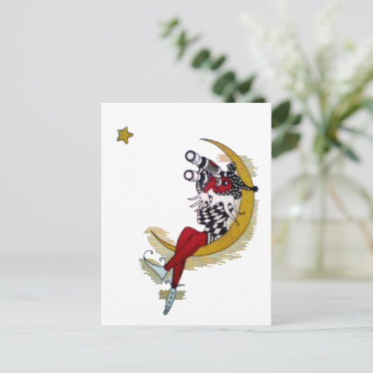 Carte Postale Vue cosmique : Elfe sur la lune aventure (Debout devant)