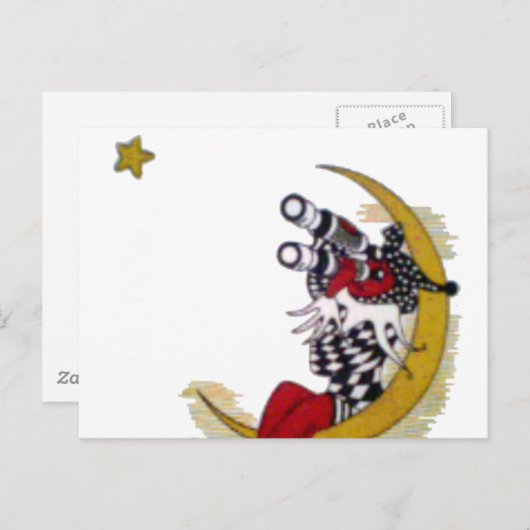 Carte Postale Vue cosmique : Elfe sur la lune aventure (Devant / Derrière)