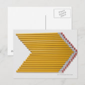 Carte Postale Vue courbe des crayons dans une rangée (Devant / Derrière)