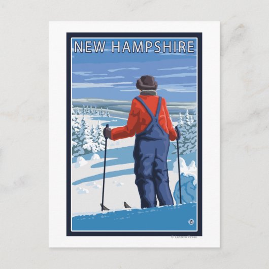 Carte Postale Vue d'admission du New HampshireSkier (Devant)
