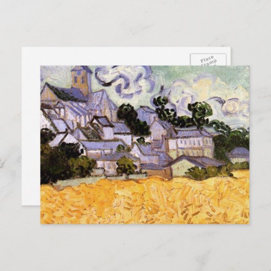 Carte Postale Vue d'Auvers avec l'église par Vincent van Gogh (Devant / Derrière)