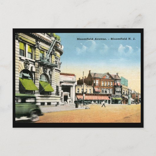 Carte Postale Vue de Bloomfield, New Jersey Vintage (Devant)