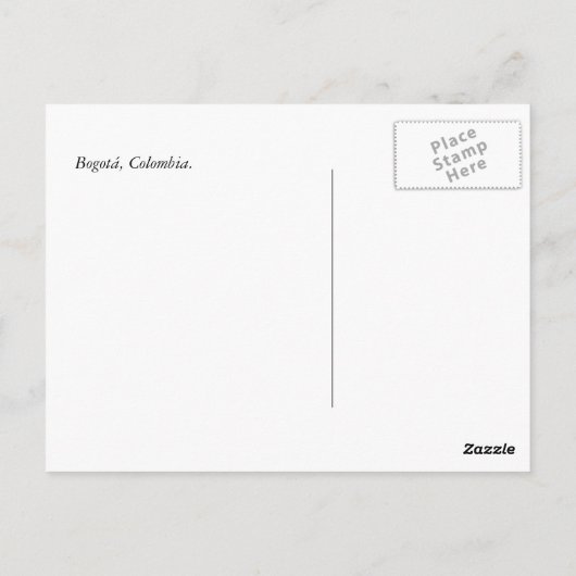 Carte Postale Vue de Bogota, District historique de Colombie (Dos)