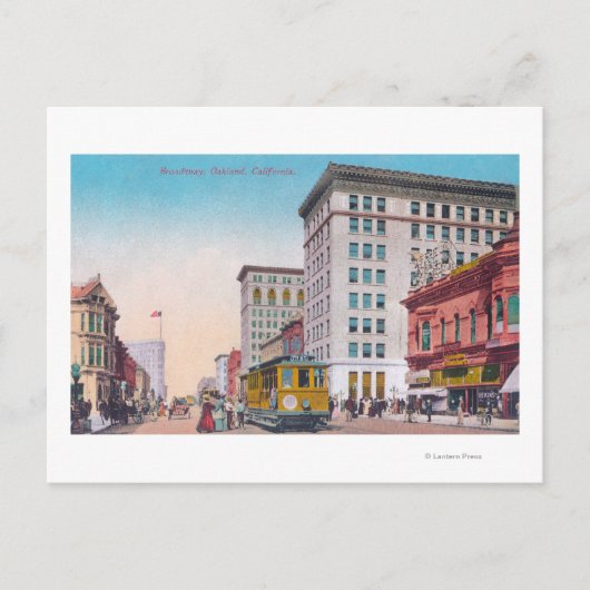 Carte Postale Vue de Broadway avec Street CarOakland, CA (Devant)