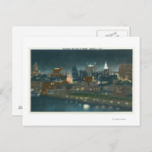 Carte Postale Vue de Buffalo Skyline la nuit (Devant / Derrière)