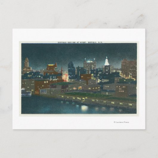Carte Postale Vue de Buffalo Skyline la nuit (Devant)