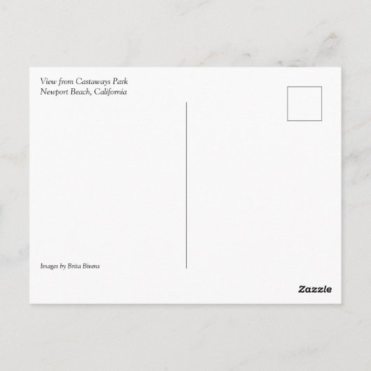 Carte Postale Vue de Castaways Park, Newport Beach, CA (Dos)