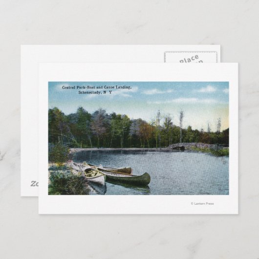 Carte Postale Vue de Central Park Bateau & Canoë Landing (Devant / Derrière)