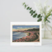 Carte Postale Vue de Cliff Drive sur Ocean, Beach et Flowers (Debout devant)