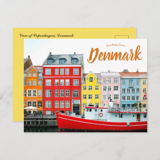 Carte Postale Vue de Copenhague Danemark (Devant / Derrière)