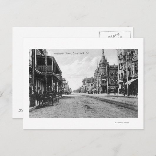 Carte Postale Vue de la dix-neuvième rue # 2Bakersfield, CA (Devant / Derrière)