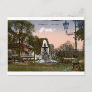 Carte Postale Vue de la fontaine vintage de Corneliusplatz à Düs