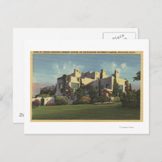 Carte Postale Vue de la maison d'Herbert Hoover, Stanford U. (Devant / Derrière)