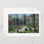 Carte Postale Vue de la pierre tombale de Ben Franklin (Devant / Derrière)