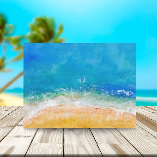 Carte Postale Vue de la plage à l'aquarelle