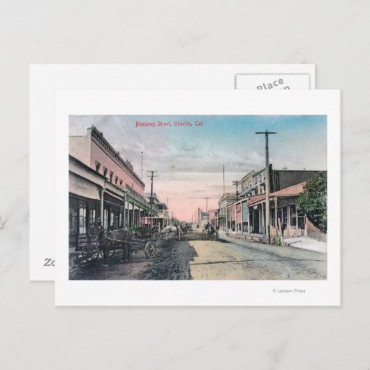 Carte Postale Vue de la section affaires avec chariot à cheval (Devant / Derrière)