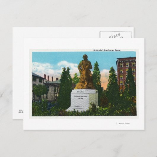 Carte Postale Vue de la statue de Nathaniel Hawthorne (Devant / Derrière)