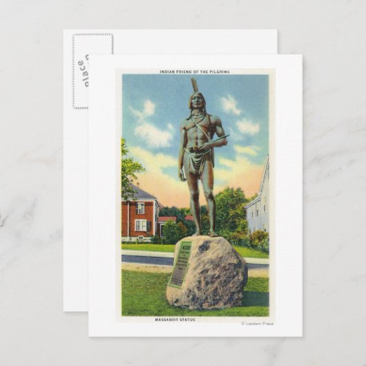 Carte Postale Vue de la Statue Massasoit # 2 (Devant / Derrière)