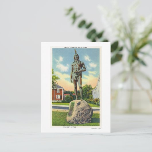 Carte Postale Vue de la Statue Massasoit # 2 (Debout devant)