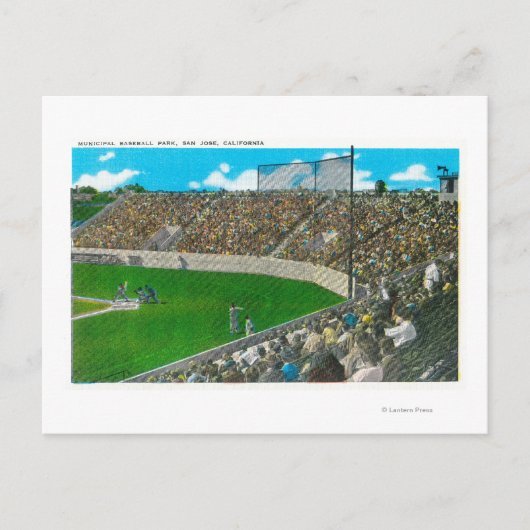 Carte Postale Vue de la troisième ligne de base du baseball muni (Devant)