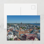 Carte Postale Vue de la vieille ville de Riga d'en haut (Devant / Derrière)
