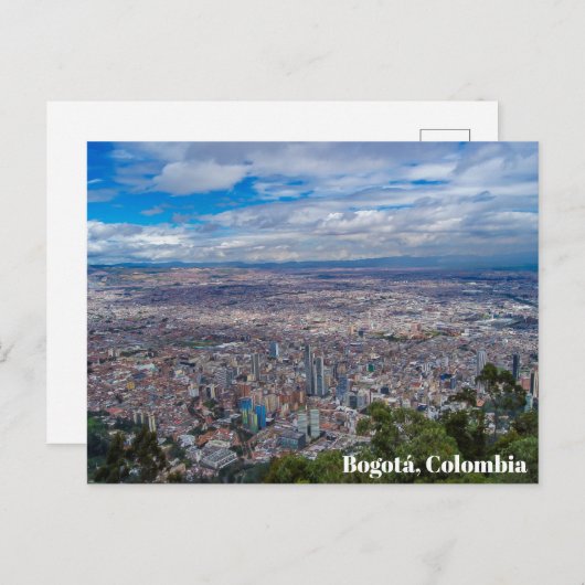 Carte Postale Vue de la ville de Bogotá, Colombie (Devant / Derrière)
