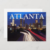 Carte Postale Vue de la ville la nuit | Atlanta, Géorgie (Devant / Derrière)