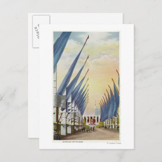 Carte Postale Vue de l'avenue de Flags, l'Exposition universelle (Devant / Derrière)