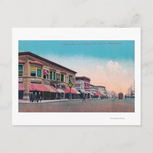 Carte Postale Vue de l'est de Hewitt Avenue Everett, WA (Devant)