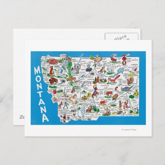 Carte Postale Vue de l'état avec des dessins, des points Pittore (Devant / Derrière)