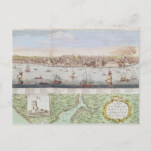 Carte Postale Vue de Lisbonne, 1755 (Devant)