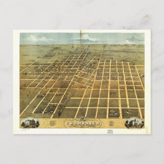Carte Postale Vue de l'oeil d'oiseaux de Champaign Illinois (186