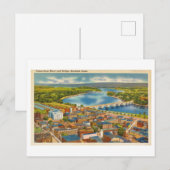 Carte Postale Vue de l'oeil d'oiseaux de Hartford, Connecticut, (Devant / Derrière)