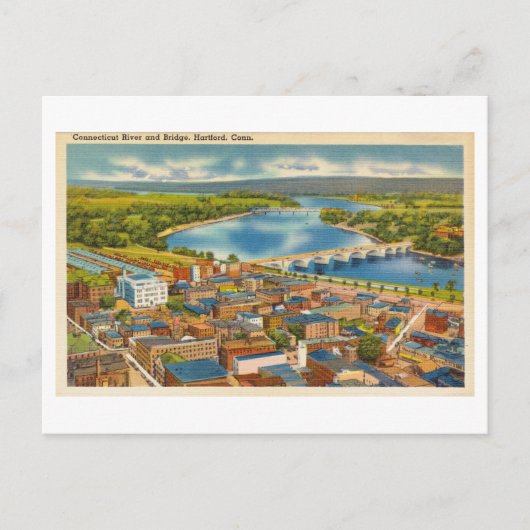 Carte Postale Vue de l'oeil d'oiseaux de Hartford, Connecticut, (Devant)