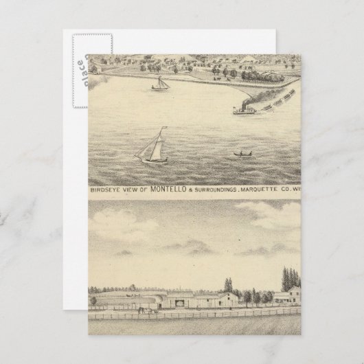 Carte Postale Vue de l'oiseau sur Montello (Devant / Derrière)