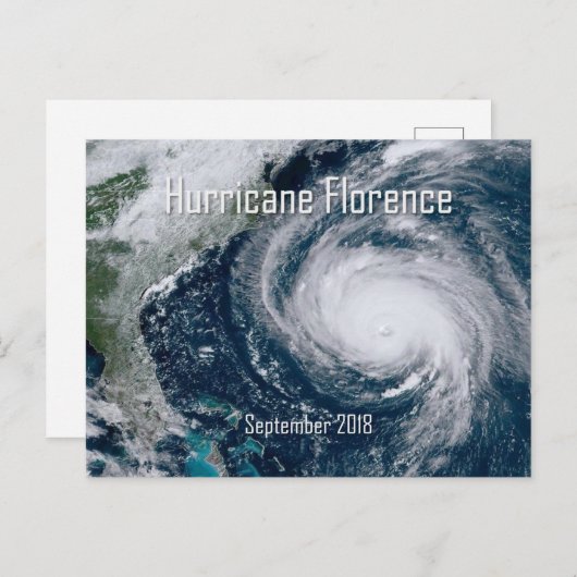 Carte Postale Vue de l'ouragan Florence depuis l'espace (Devant / Derrière)