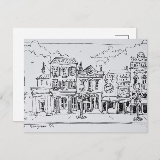 Carte Postale Vue de M Street à Georgetown, Washington DC. (Devant / Derrière)