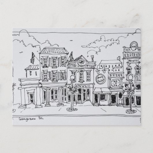 Carte Postale Vue de M Street à Georgetown, Washington DC. (Devant)