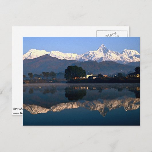 Carte Postale Vue de Macchapuchhre sur le lac Pokhara, Pokhara, (Devant / Derrière)