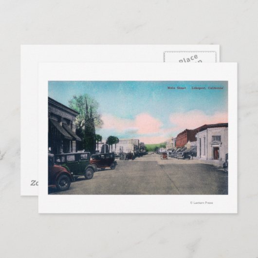 Carte Postale Vue de Main StreetLakeport, CA (Devant / Derrière)
