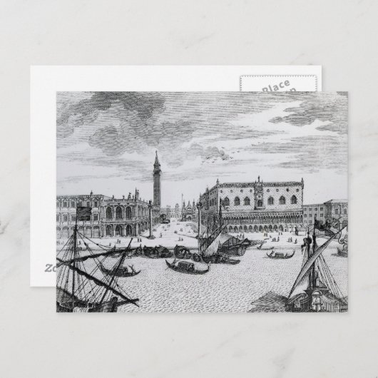 Carte Postale Vue de Piazza San Marco depuis le Bacino, Venise (Devant / Derrière)