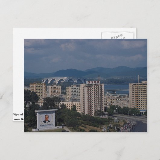 Carte Postale Vue de Pyongyang, Corée du Nord (Devant / Derrière)