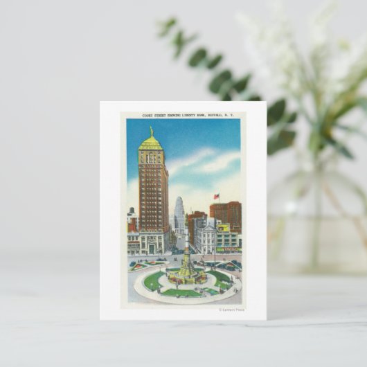 Carte Postale Vue de rue de la Liberty Bank Bldg (Debout devant)