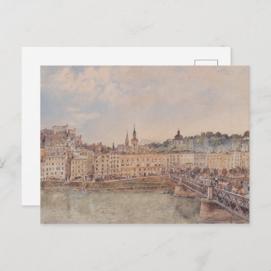 Carte Postale Vue de Salzbourg (par Rudolf von Alt) (Devant / Derrière)