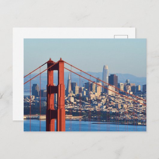 Carte Postale Vue de San Francisco à travers Golden Gate Bridge (Devant / Derrière)