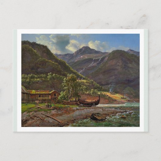 Carte Postale Vue de Skjolden à Lyster, Norvège 1843 JCC Dahl (Devant)