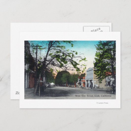 Carte Postale Vue de West Elm StreetLodi, CA (Devant / Derrière)